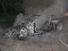 Poár dvou automobil v Teticích na Znojemsku.