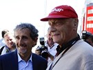 DV LEGENDY. Alain Prost (vlevo) a Niki Lauda sledují Velkou cenu Monaka.