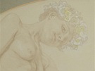 Alfons Mucha, Dívka s kvtinou, 1927. Vyvolávací cena 220 tisíc korun.