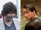 Keanu Reeves na filmovém festivalu v Cannes (2013) a ve filmu Bod zlomu (1991)