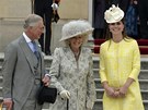 Princ Charles, jeho manelka Camilla a vévodkyn z Cambridge Catherine na...