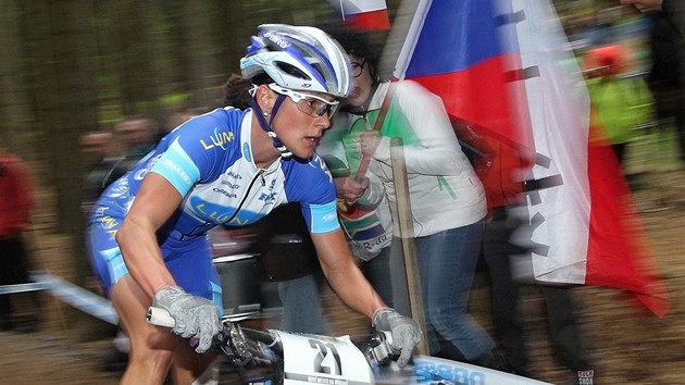 Bikerka Kateina Nash v závod Svtového poháru v Novém Mst na Morav
