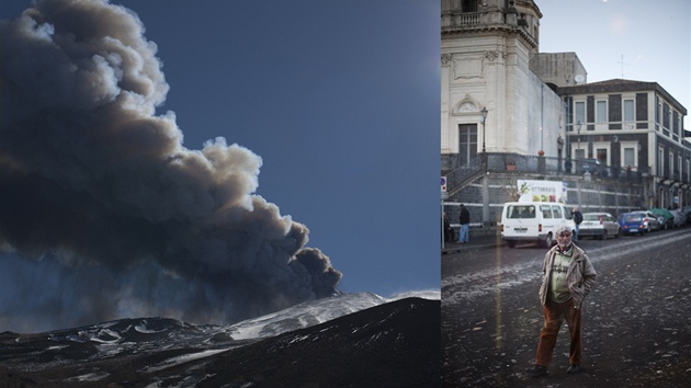 Po každé silnější několikaminutové erupci se město Zafferana pokrylo sopečným prachem.