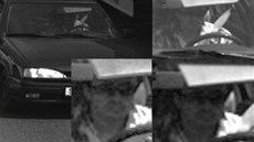 Zábry z kamer na Praském okruhu zachycující kradený renault jedoucí 10....