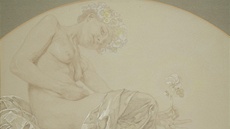 Alfons Mucha, Dívka s kvtinou, 1927. Vyvolávací cena 220 tisíc korun.