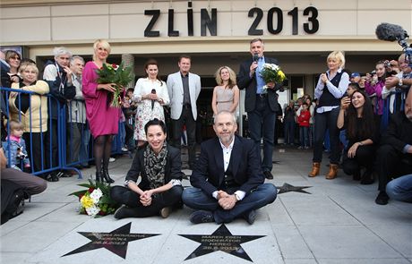 Sandra Nováková a Marek Eben s hvzdami zlínském chodníku slávy (2014)