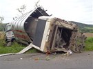Nehoda popeláského auta poblí Horaovic