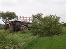 Nehoda popeláského auta poblí Horaovic. 