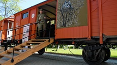 Unikátní replika legionáského vlaku na brnnském výstaviti bhem veletrhu IDET