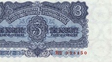 Papírová tříkoruna. Autor: Jurij Ivanovič Sokolov, v oběhu od 1. 6. 1953 do 31....