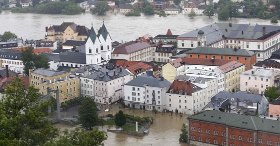 Zatopené centrum Pasova (3. ervna 2013)