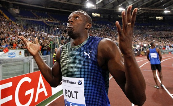 TO VÍTE, NEJSEM BH. Usain Bolt z Jamajky na mítinku Diamantové ligy v ím