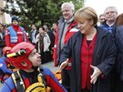 Nmecká kancléka Angela Merkelová v zatopeném Pasov (4. ervna 2013)