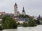 Rozvodnný Dunaj nedaleko Kreme (4. ervna 2013)