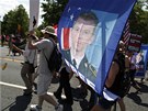 Ped základnou Fort Maede v Marylandu protestovaly za Manningovo osvobození...