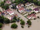 Vltava zatopila i Miejovice u Kralup nad Vltavou. (3. ervna 2013)