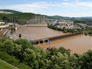 Rozvodn�né Labe se v Ústí vylilo do ulic. (5. �ervna 2013)
