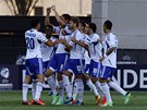Výbr Izraele se raduje z gólu v utkání mistrovství Evropy fotbalist do 21 let