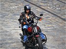 Spanilá jízda motocykl Harley-Davidson.