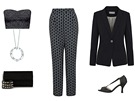 Vzorované kalhoty, Marks&Spencer; zkrácený top, New Yorker; stíbrný etízek s...