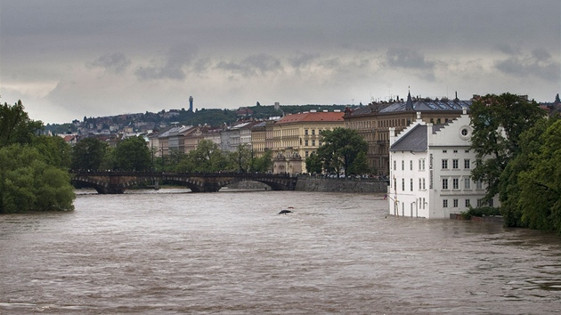 Zaplaven prask Museum Kampa (vpravo). (3. ervna 2013)