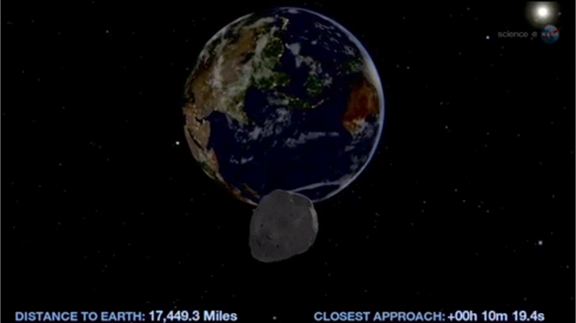 Animace piblen planetky oznaovan jako 1998 QE2 v podn umlce z NASA 