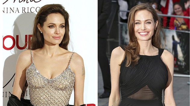 Angelina Jolie v prosinci 2010 a v ervnu 2013