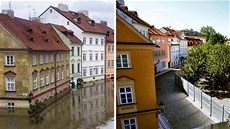 Jak vypadala zaplavená místa p�i povodních v letech 2002 a 2013.