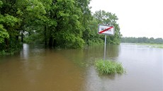 Neárka v Hamru nedaleko Veselí nad Lunicí zatopila silnici i louky.