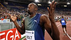 TO VÍTE, NEJSEM B�H. Usain Bolt z Jamajky na mítinku Diamantové ligy v �ím�
