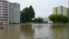 Voda zaplavila plochy na sídlišti Portyč