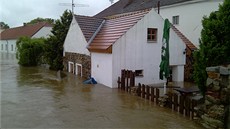 Zaplavené domy v Putimi na Písecku.