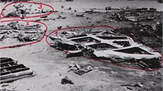 Trosky letadla po nehod u Tripolisu - trosky rámu pilotní kabiny