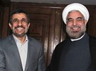 Nov zvolený íranský prezident Hasan Ruhání (vpravo) a jeho pedchdce Mahmúd...