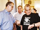 Miroslav Kalousek, Petr Gazdík a Karel Schwarzenberg pi jednání TOP 09 k...