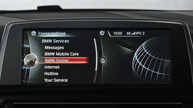V menu palubnho systmu BMW se nov zobraz poloka BMW Online.