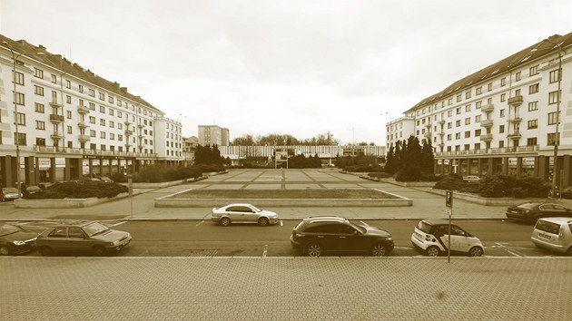 Projekt pravy nmst Budovatel v Sokolov. Souasn stav, pohled slo 1.