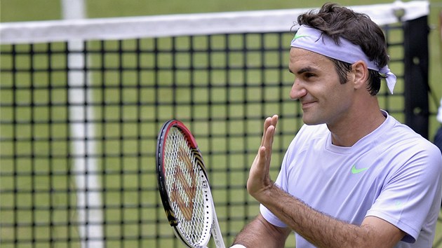 Spokojen Roger Federer na turnaji v Halle