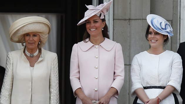 Vvodkyn z Cornwallu Camilla, thotn vvodkyn z Cambridge Catherine a princezna Eugenie (15. ervna 2013)