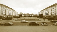 Projekt úpravy námstí Budovatel v Sokolov. Souasný stav, pohled íslo 1.