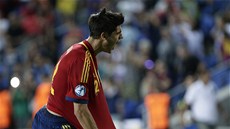 �pan�lský úto�ník Álvaro Morata slaví gól na mistrovství Evropy do 21 let.