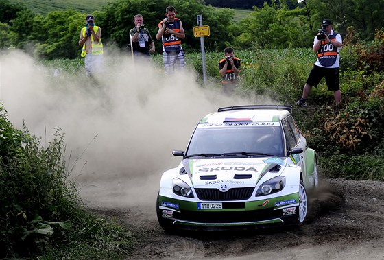 Jan Kopecký s fabií pi Rallye Hustopee.