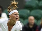 BYL TO BOJ. Petra Kvitová udolala Amerianku Vandewegheovou a ve Wimbledonu si