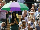 POD SLUNENÍKEM. Serena Williamsová odpoívá bhem utkání s  Mandy Minellaovou.