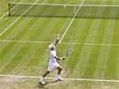 PODÁNÍ. eský tenista Tomá Berdych servíruje v utkání 2. kola Wimbledonu.