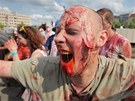 Zombie walk a potyka se zombie lovci, které se uskutenily v sobotu v Plzni.