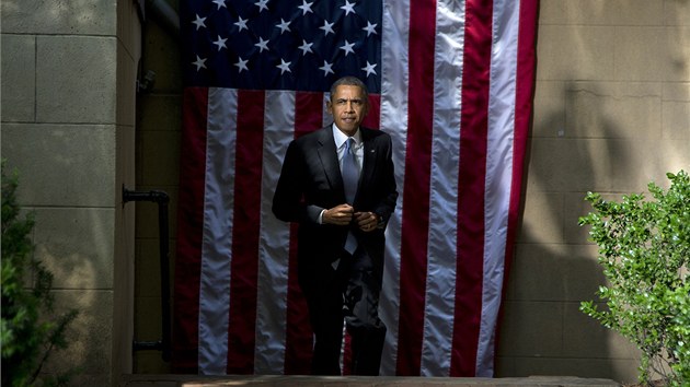 Barack Obama ped projevem na Georgetownsk univerzit (25. ervna)