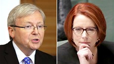 Bývalý premiér Austrálie Kevin Rudd a jeho nástupkyn� Julia Gillardová