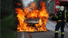 Po�ár auta v Nasavrkách