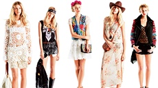 Hippie styl se neobejde bez t�ásní, kv�tinových vý�ivek, provokativních krajek...